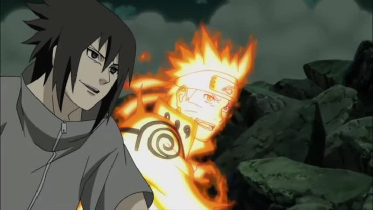 Very rare moment. Sasuke and Naruto smiling together..